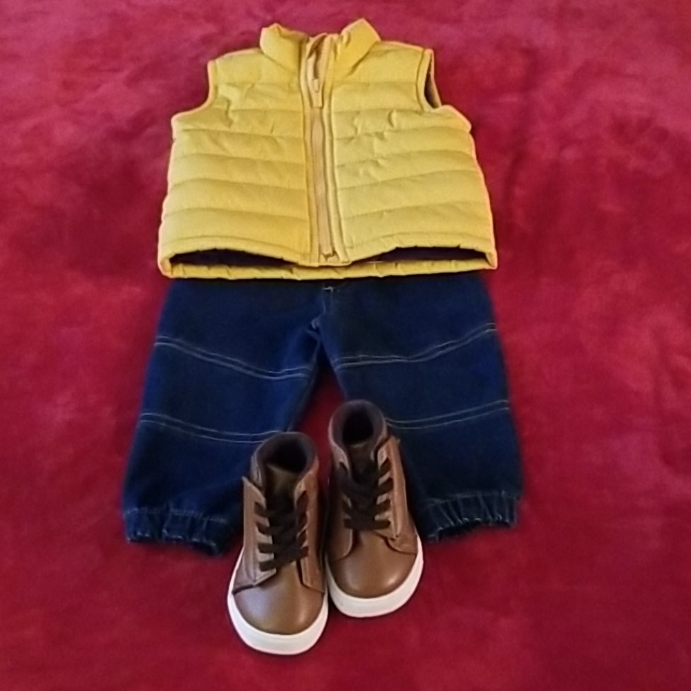 Jeans, Shoes & Puff Vest